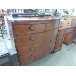 Bow fronted 2 over 3 chest of drawers in mahogany