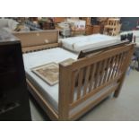 Oak 4'6 bedstead with mattress