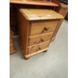 Pine 3 drawer bedside cabinet