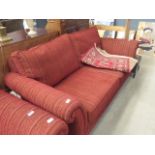Red striped Parker-Knoll 2 seater sofa