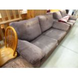 Pair of brown fabric 2 seater sofas