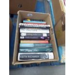 Box containing rock music reference books