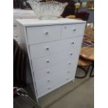 White painted chest of 2 over 5 drawers