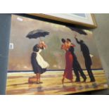 Jack Vettriano style print 'Figures on beach'