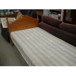 Pine single bedstead with mattress