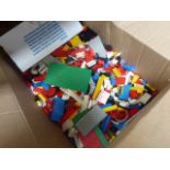 Box containing Lego pieces