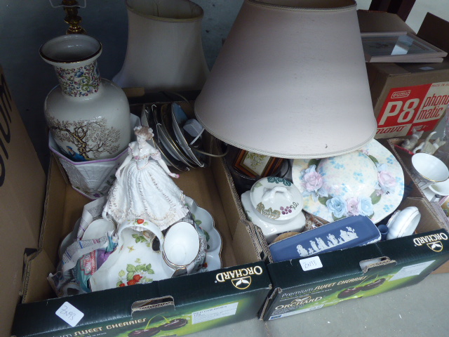 5 boxes containing silver plate to including galleried trays, studio pottery, - Image 4 of 5