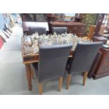 Metal banded dining table with 4 leather effect chairs