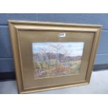 Framed and glazed watercolour of a country landscape