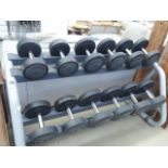 Quantity of weights on metal stand