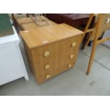 Pine finished chest of 3 drawers