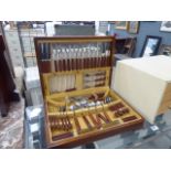 Cased cutlery set with teak handles