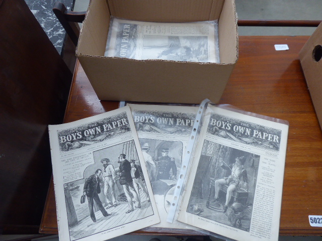 Box containing Boys Own papers dating back to the 1890's