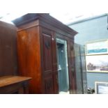 Edwardian wardrobe with single mirrored door and drawer under