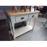 Oak topped and painted sidetable with 2 drawers