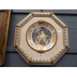 Wall hanging with octagonal frame and inset decorative plate