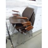 2025MIDC (173) - A set of six 1960's Danish brown vinyl stacking chairs by Westnofa,