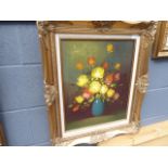 Modern oil on canvas 'Still life with flowers'