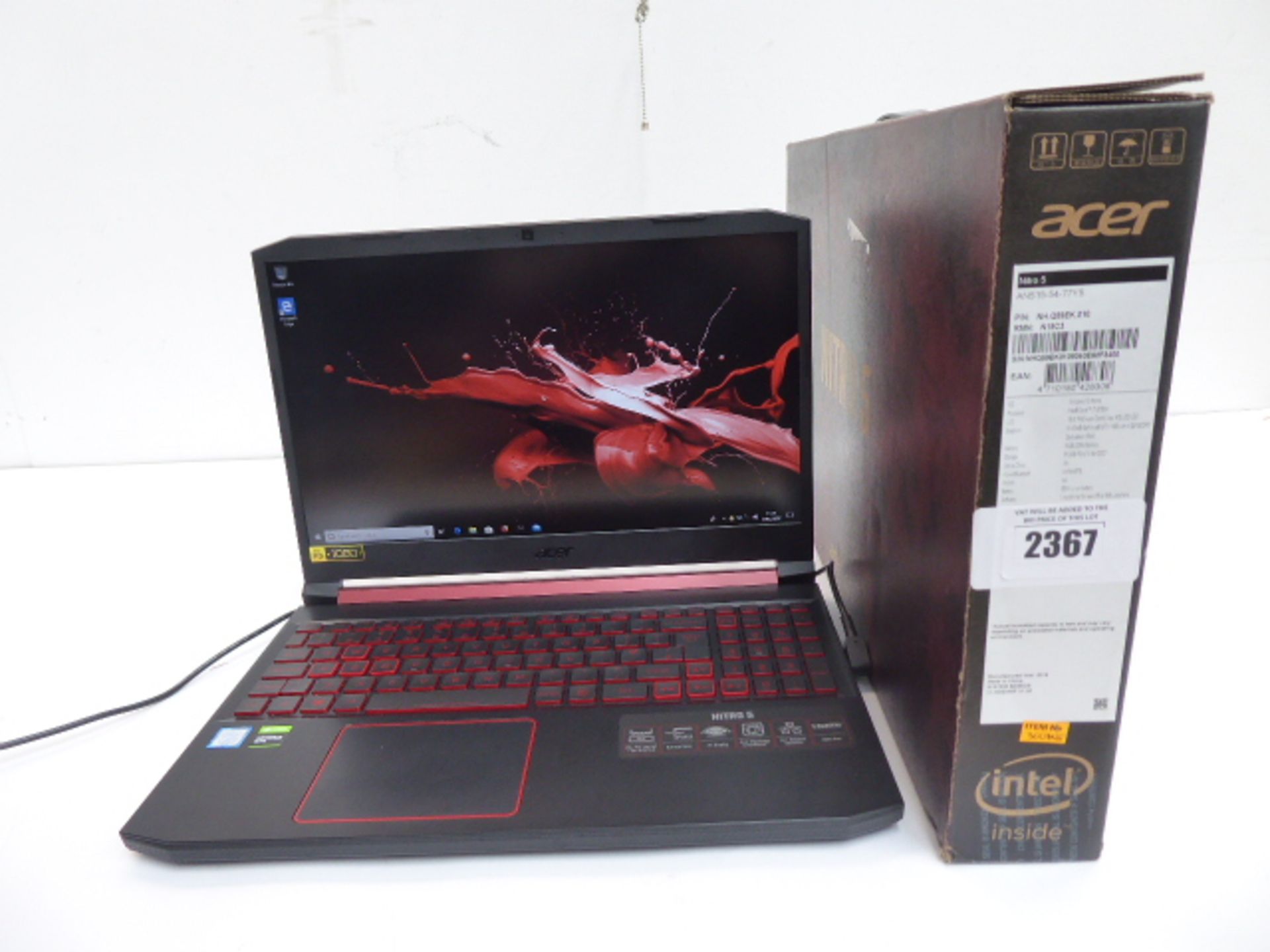 Acer Nitro 5 15.6'' 512GB SSD, i7-9750H, GeForce GTX 1650, 8GB RAM laptop with box and PSU