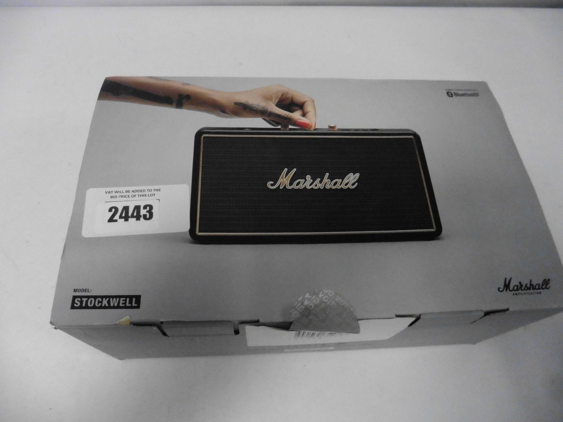 Marshall Stockwell bluetooth portable speaker and box