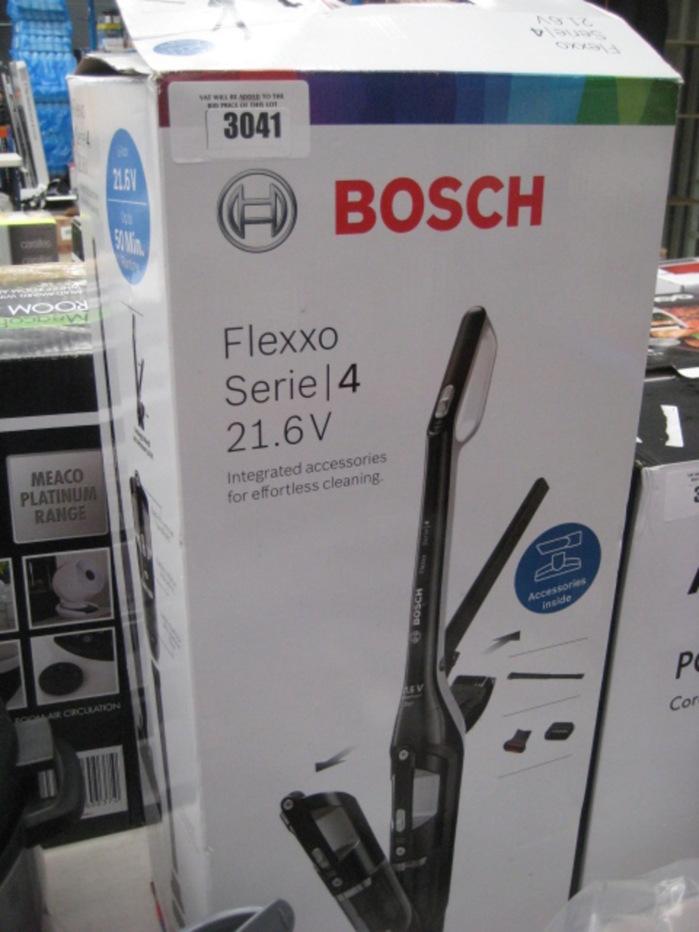 Boxed Bosch upright cordless 21.6 volt vacuum cleaner