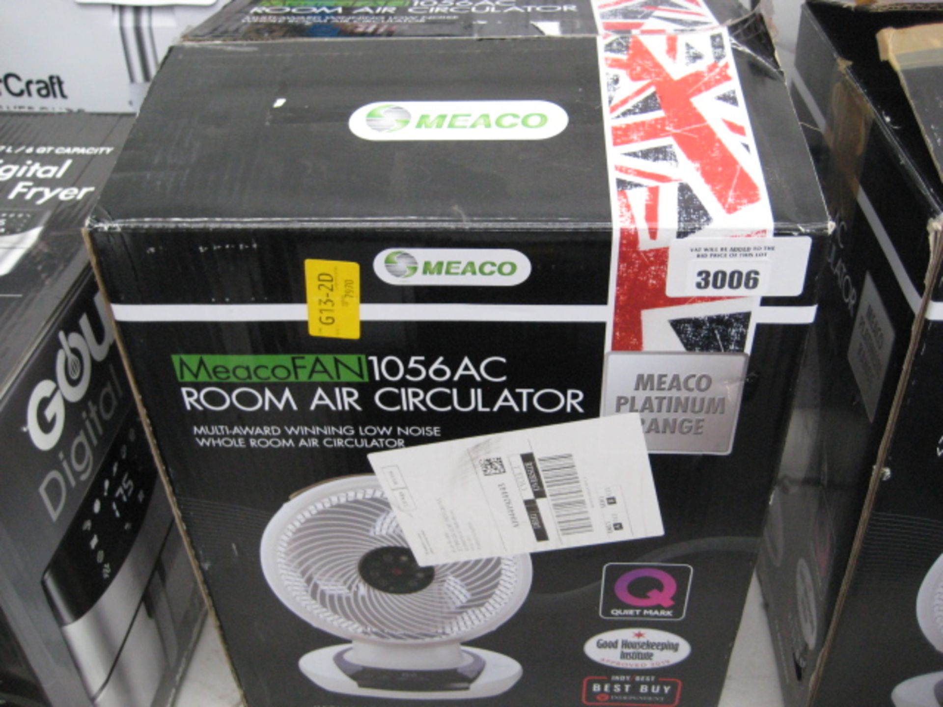 Boxed Meaco room air circulator fan