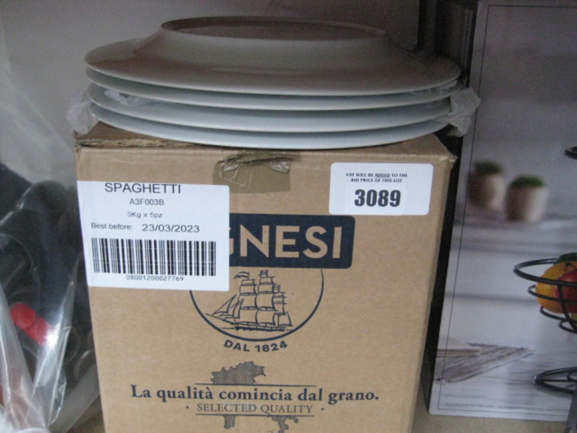 Box containing a quantity of Denby plates