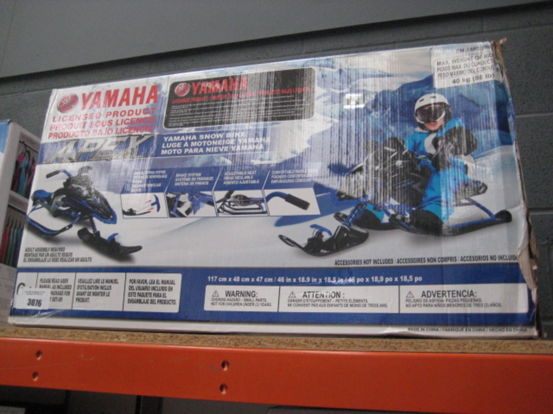 Boxed Yamaha snow bike