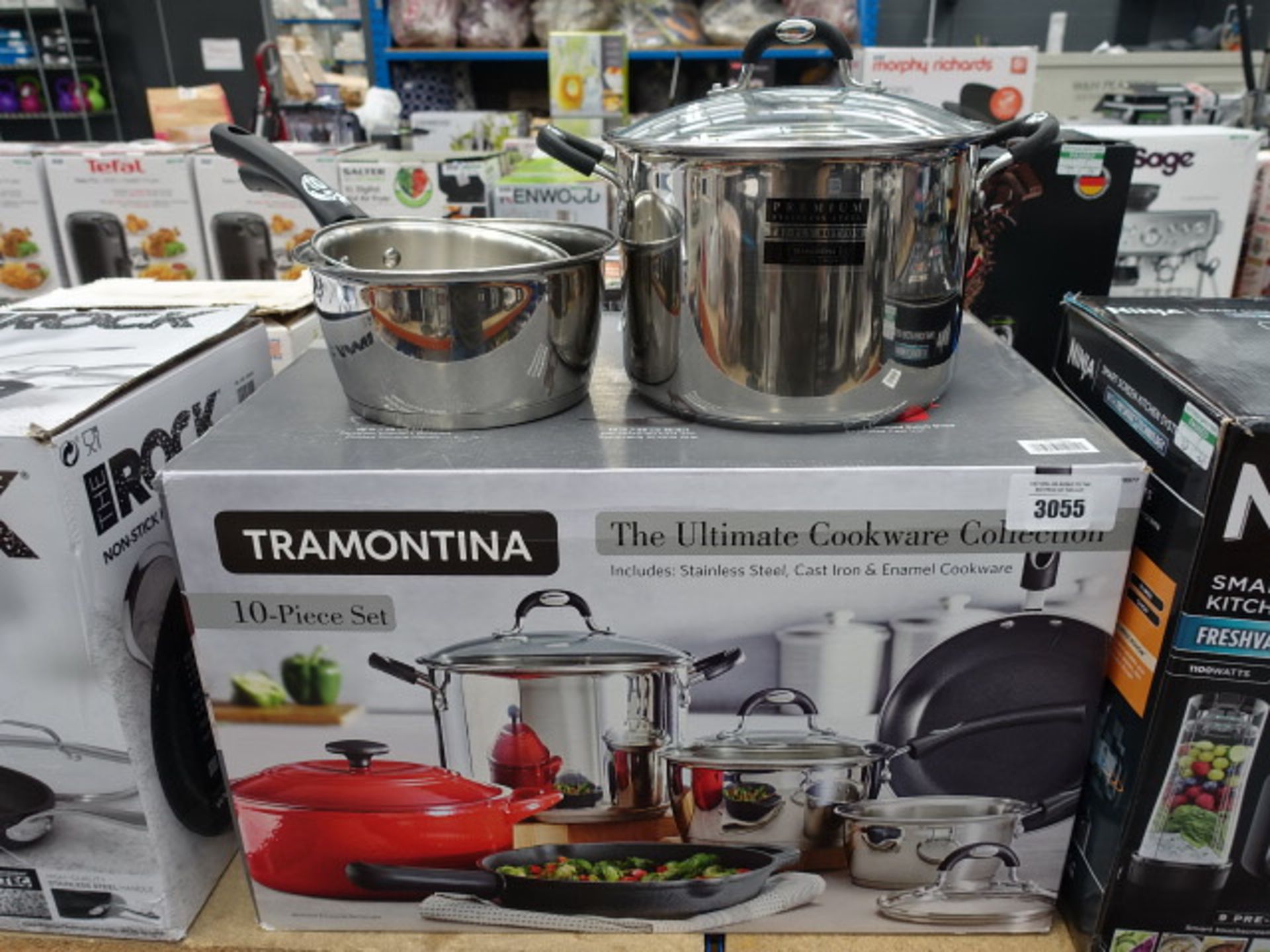 Boxed Tramontina stainless steel ultimate cookware collection set