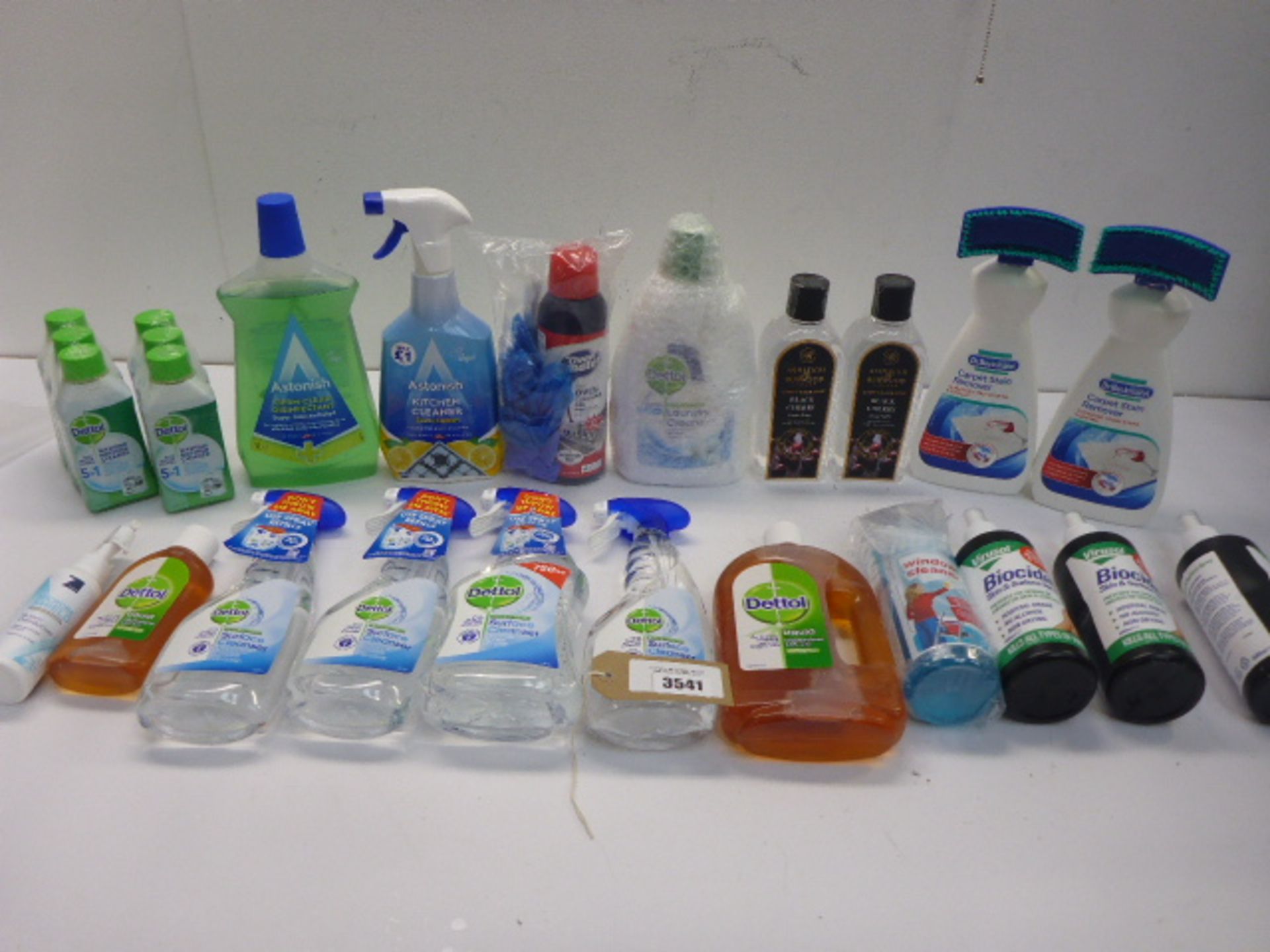 Selection of disinfectants, carpet stain remover, washing machine cleaner, laundry cleaner, oven