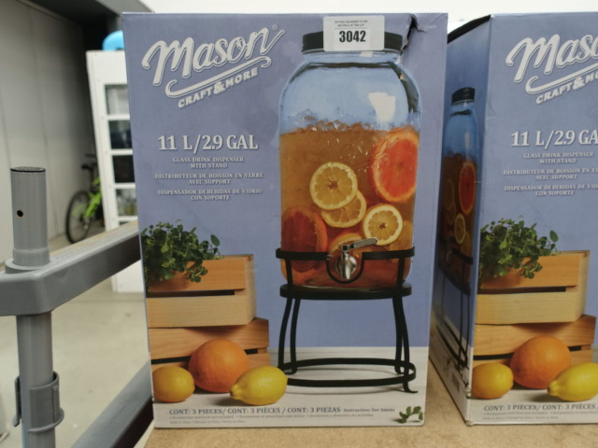 Boxed Mason Craft & More glass drinks dispenser