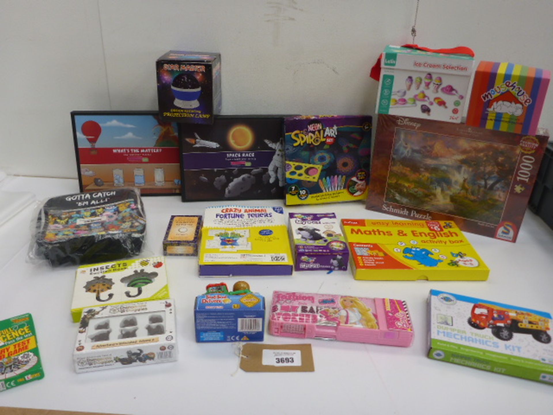 Large bag of toys & games including Space Race, What the Matter?, Jigsaw, Activity Box, card games
