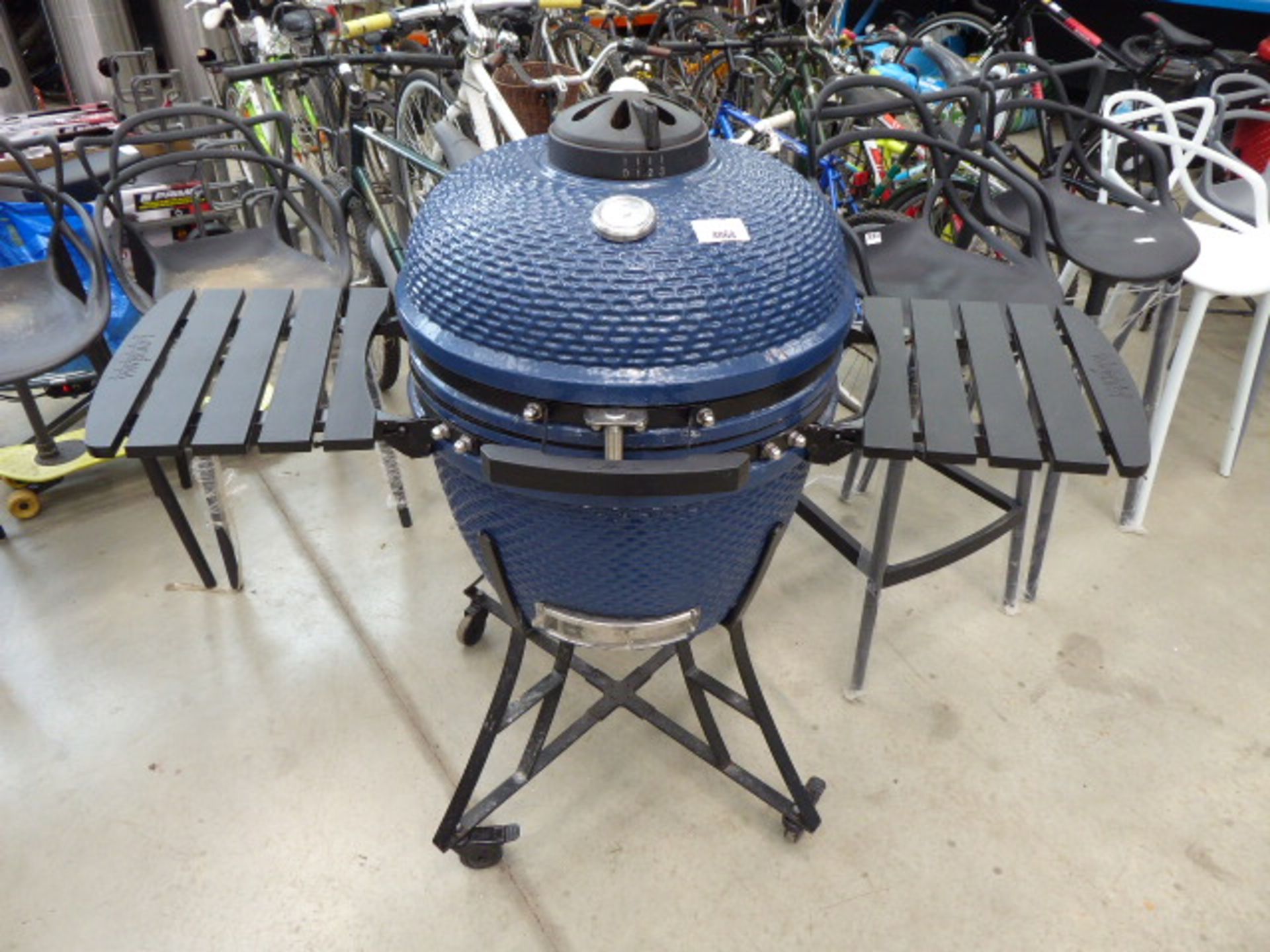 Blue Louisiana Grills smoker egg shaped BBQ