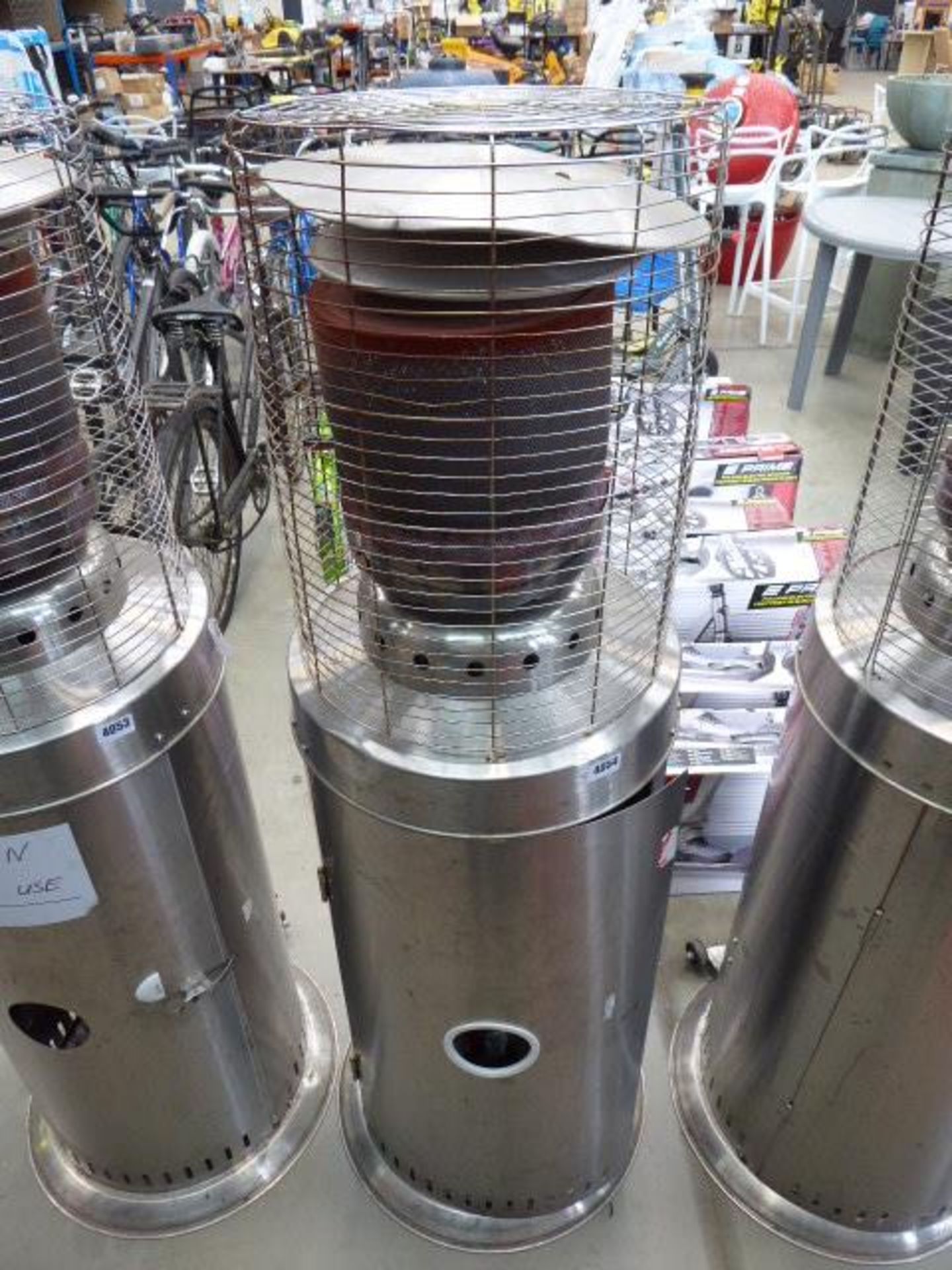 Large silver patio heater