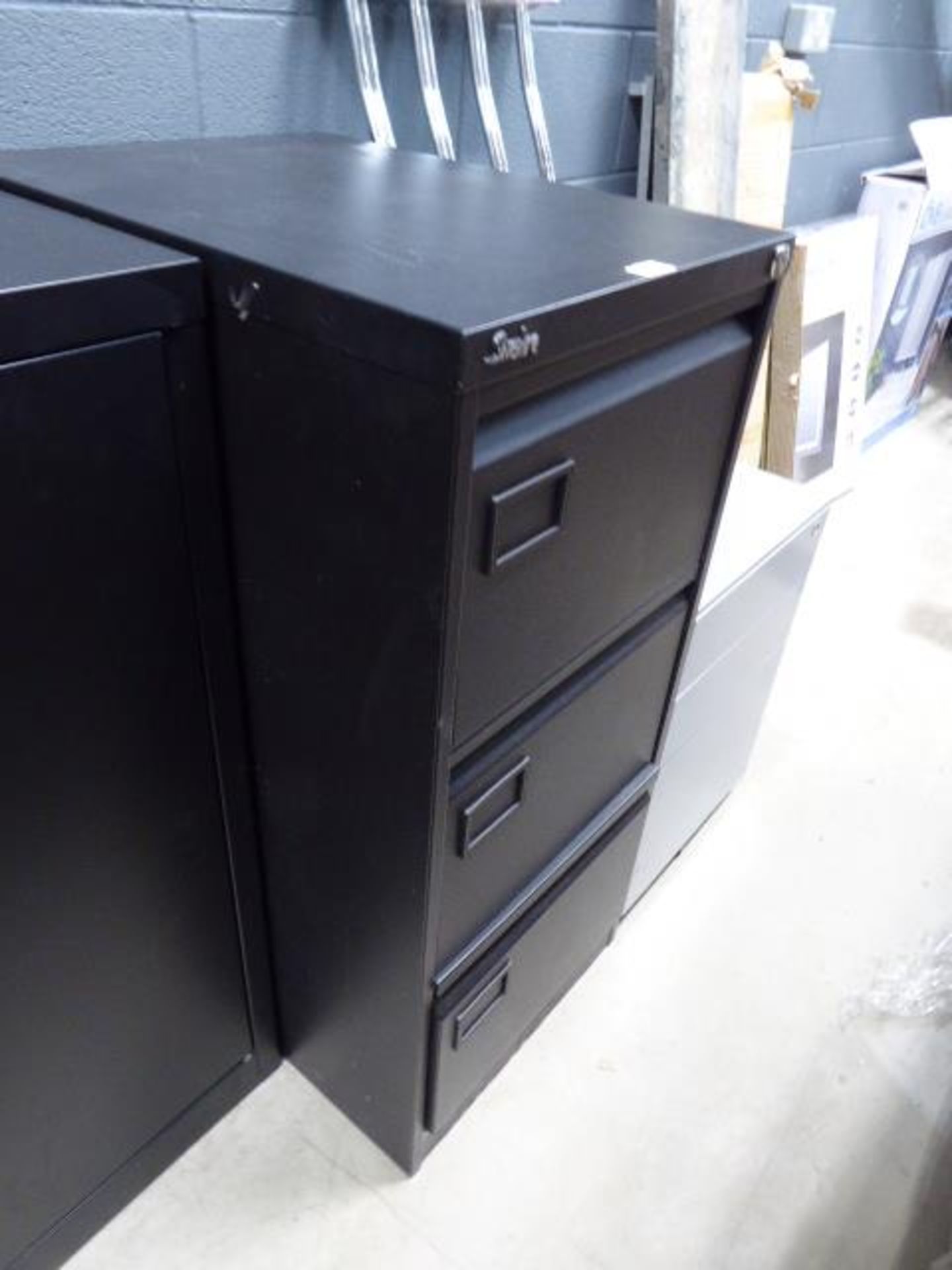 Black 3 drawer metal filing cabinet