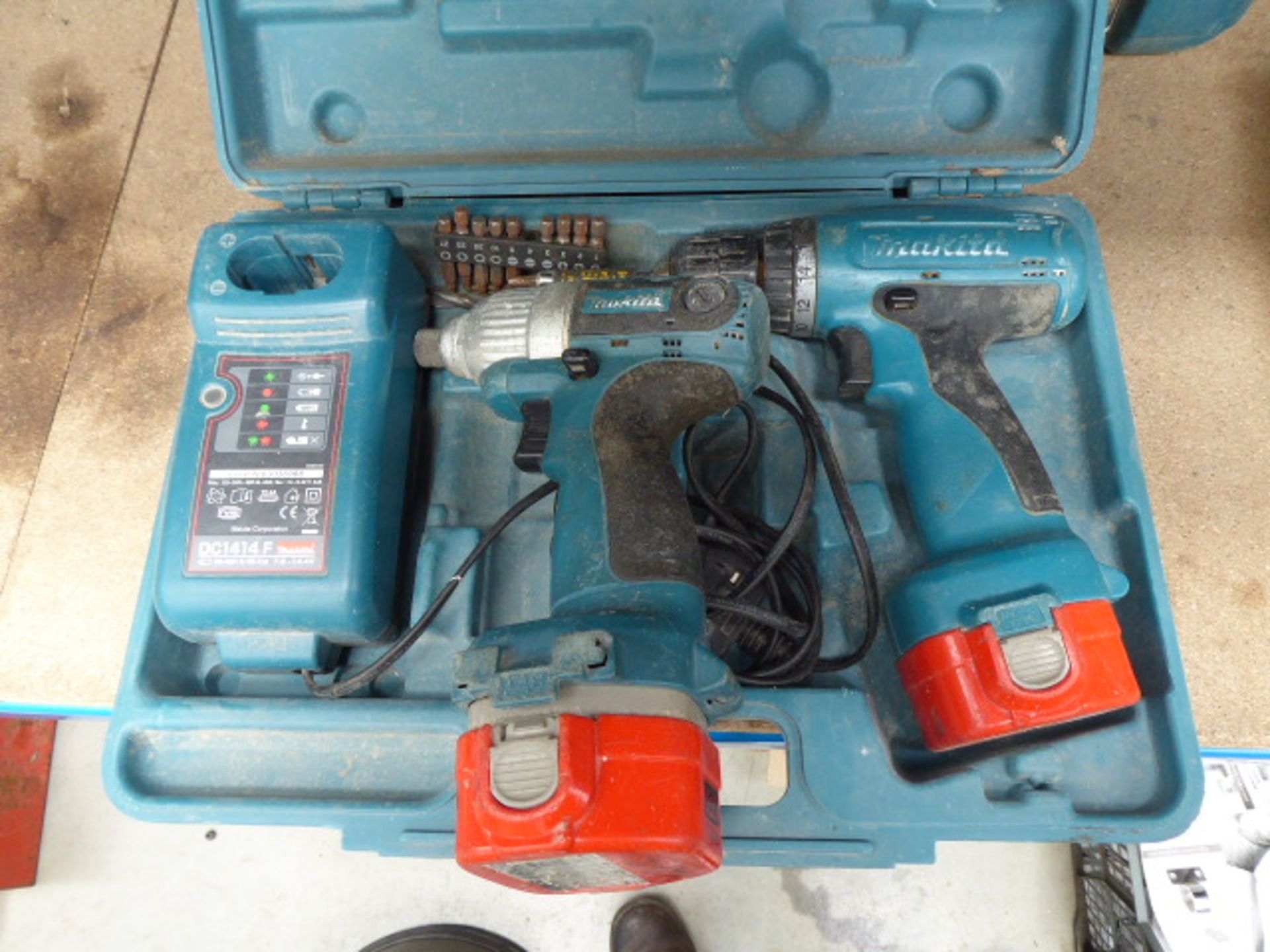 Makita drill and impact drive set with 2 batteries and charger