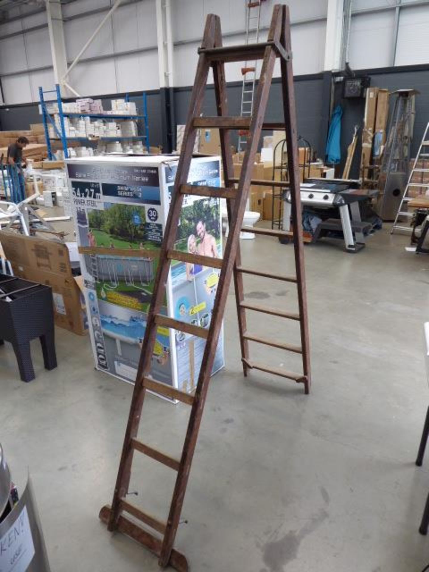 Set of vintage wooden step ladders