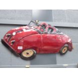 Painted metal figure of a beetle car