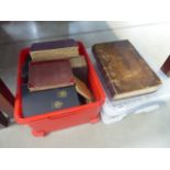 2 boxes containing books inc. Rock reference books, The Works of the Learned, Court of Queen