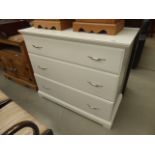 Cream painted modern chest of three drawers