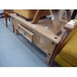 Rustic pine coffee table with drawer