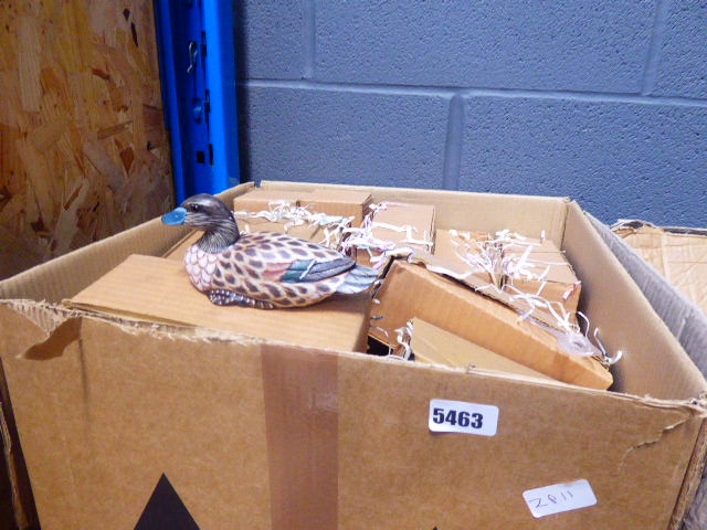 Box containing qty of painted wooden ducks