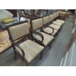 Six reproduction mahogany dining chairs to include two carvers