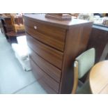 Contemporary walnut effect chest of five drawers