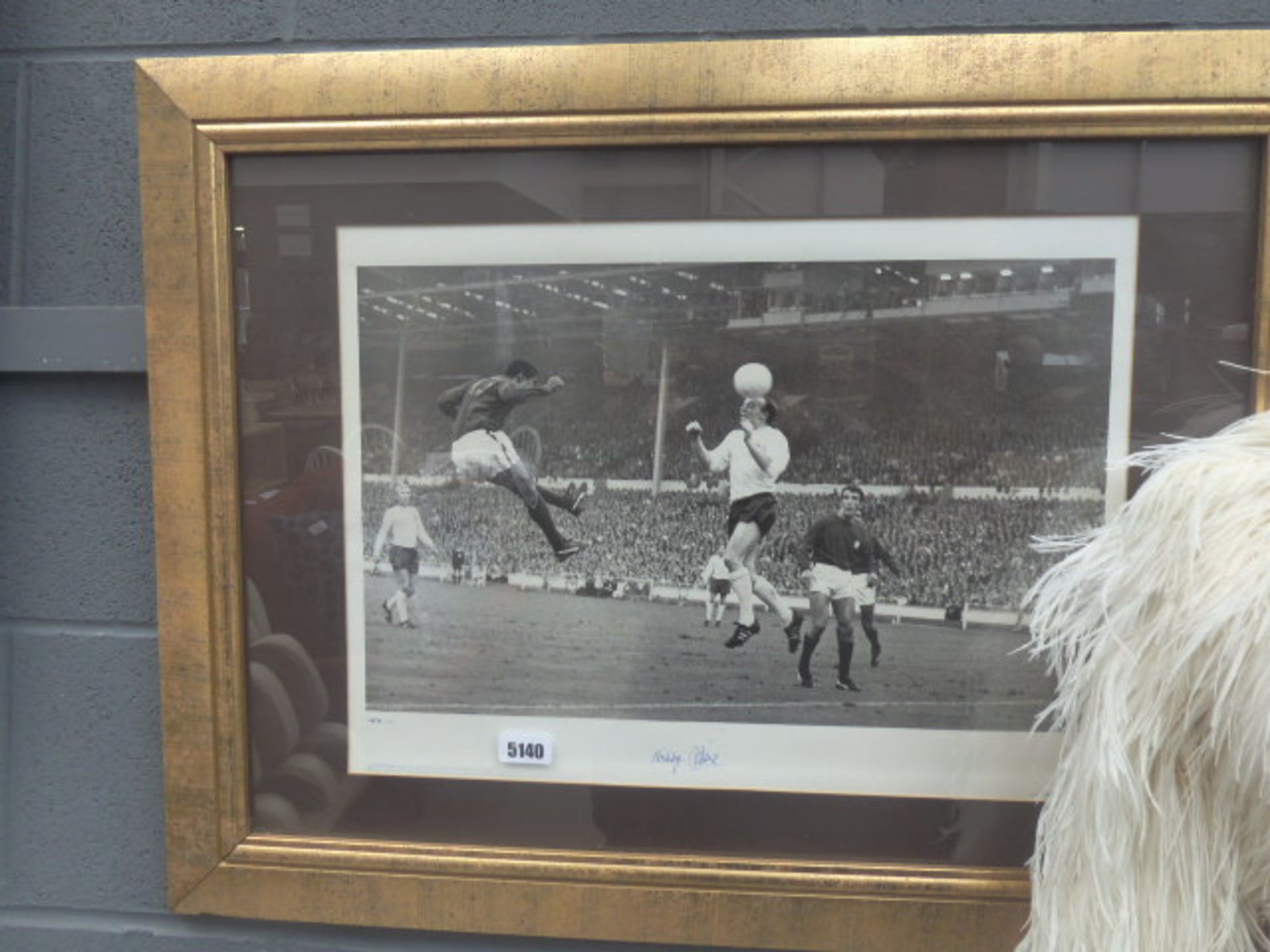 Framed and glazed Nobby Stiles photographic print of world cup semi final 1966.