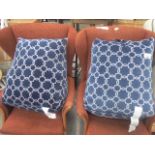 Pair of patterned blue cushions