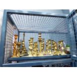 Cage containing copper, brasswear and silver plate, to include a bacon dish, toast racks,