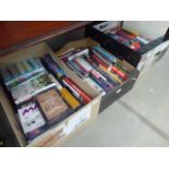 3 boxes containing quantity of reference books and novels