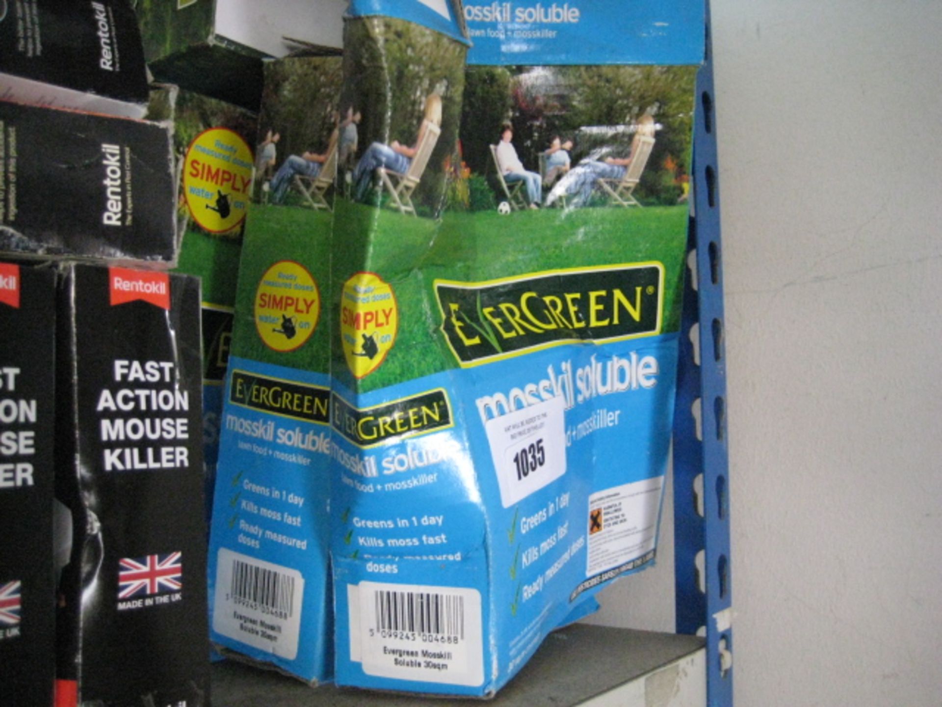 5 packs of Evergreen soluble lawn food and moss killer