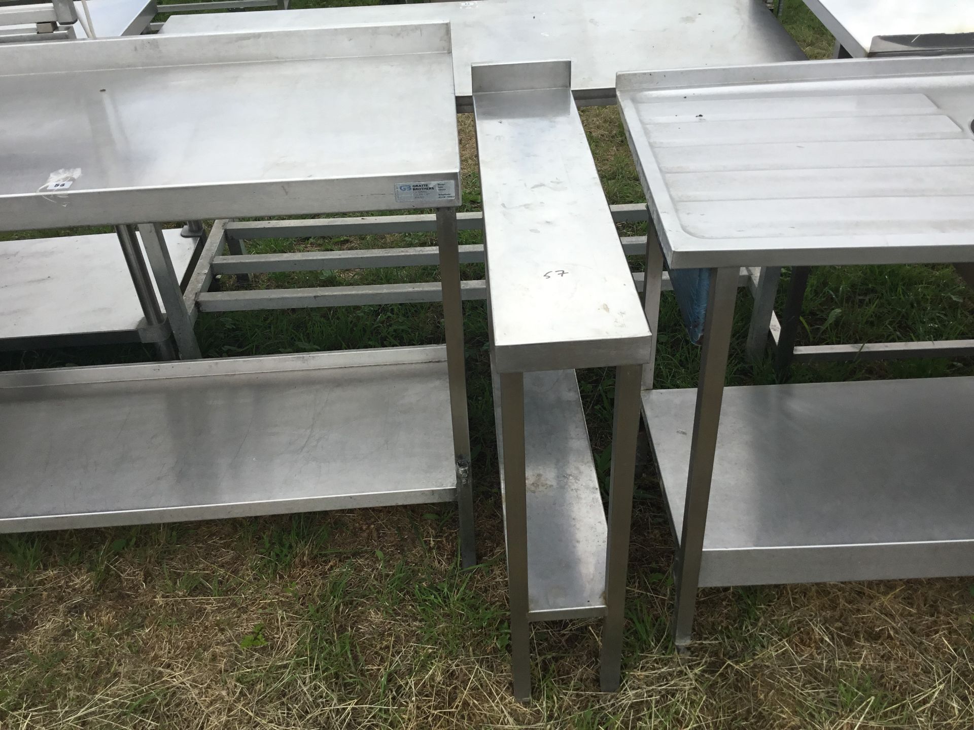 Stainless steel infill table 200mm w x 600mm x 900mm